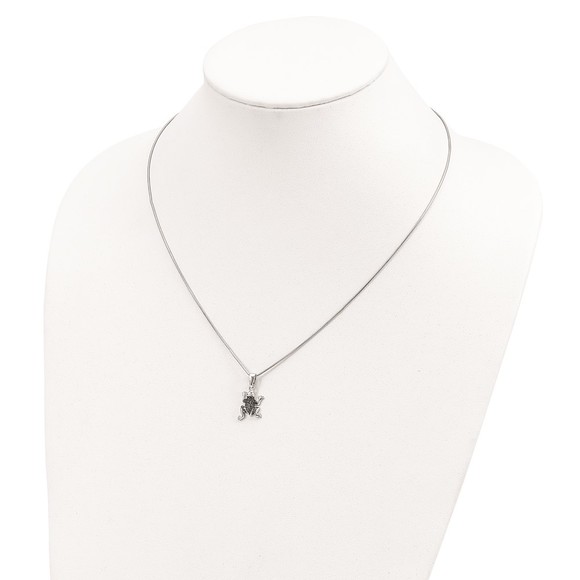 925 Sterling Silver Micro Paved Green CZ Frog Charm Pendant Necklace 18" Len - Picture 4 of 5